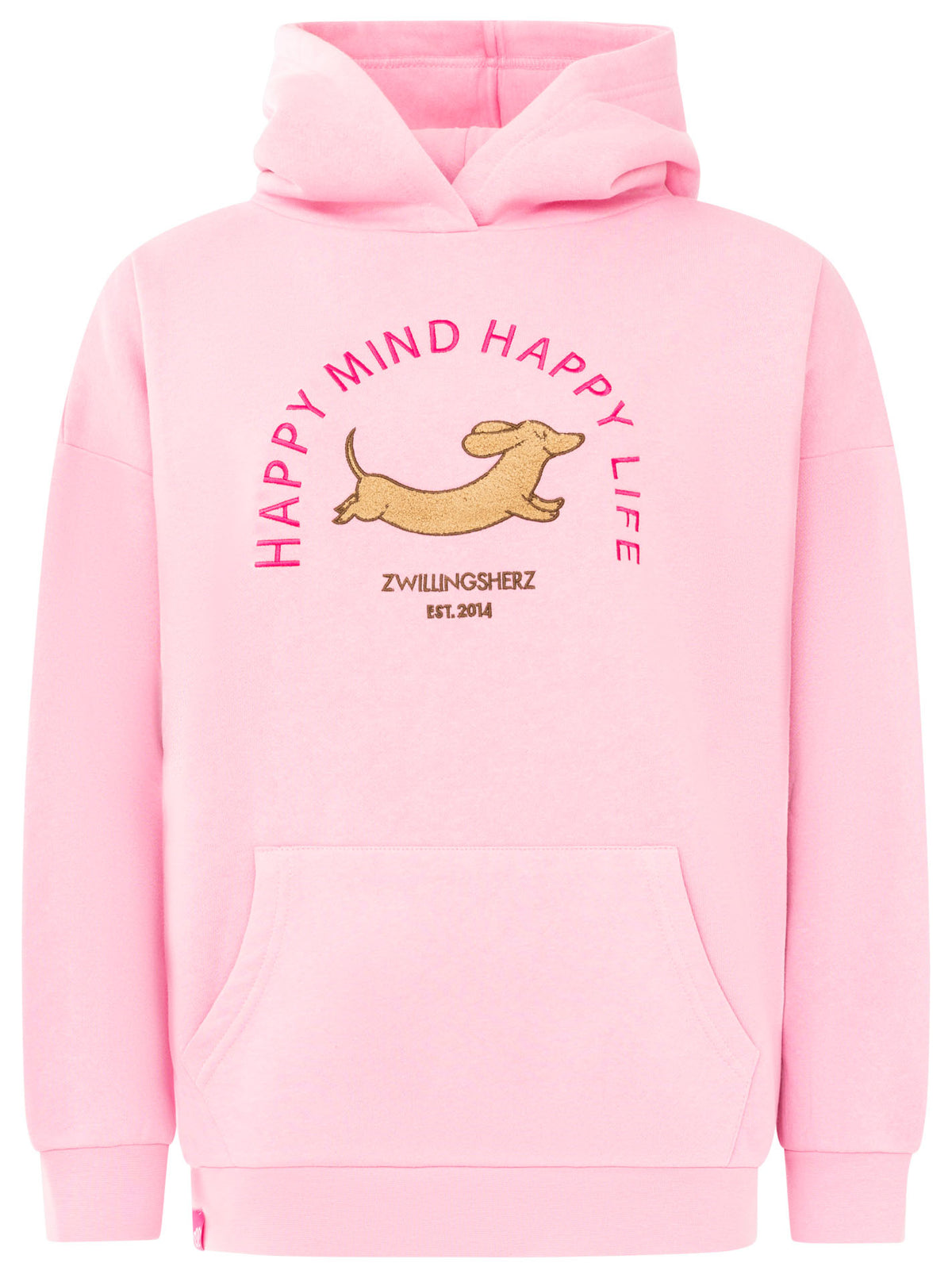 Zwillingsherz Oversized Hoody DOG LOVE in Pink – Rückansicht