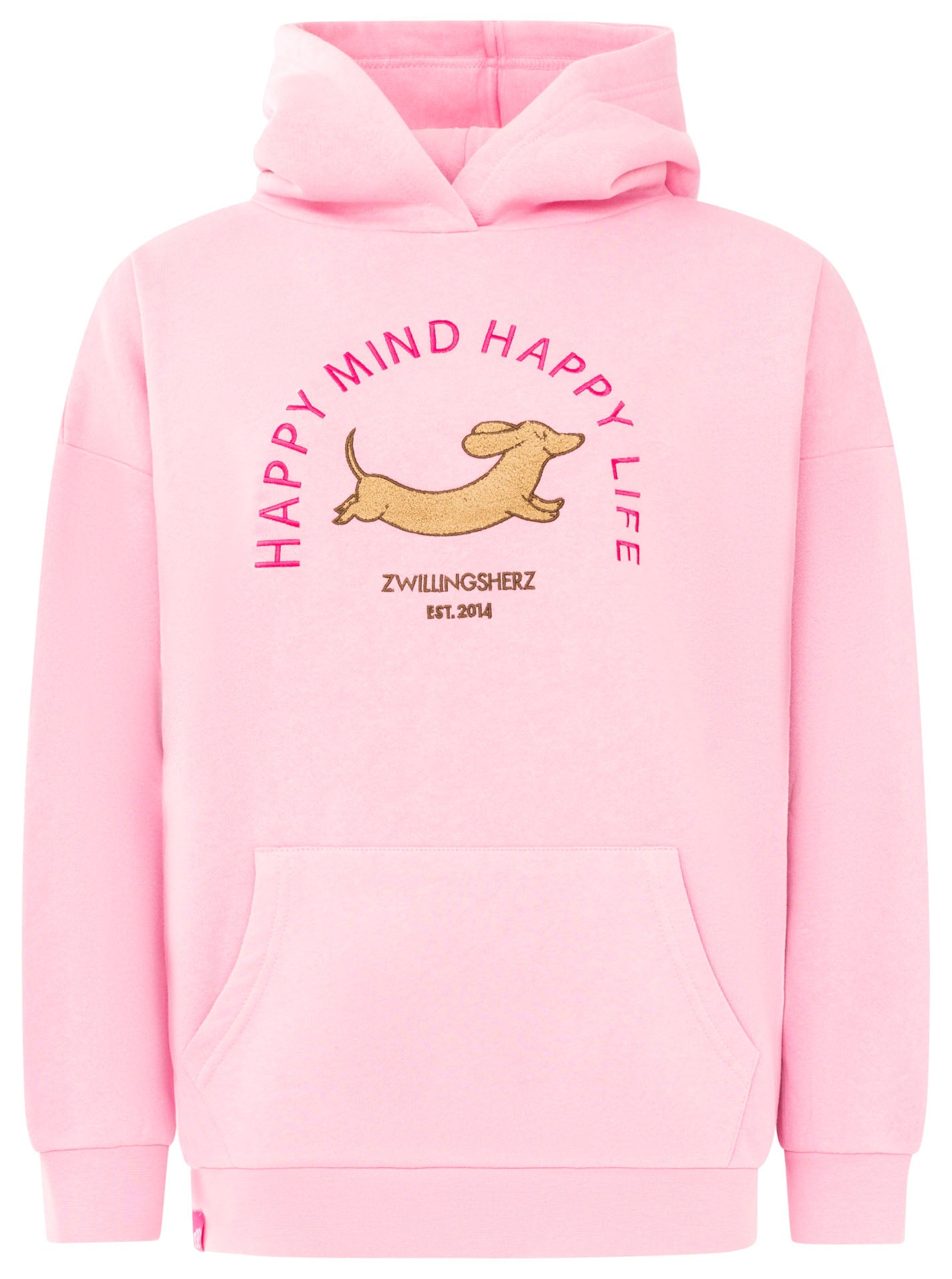 Zwillingsherz Oversized Hoody DOG LOVE in Pink – Rückansicht