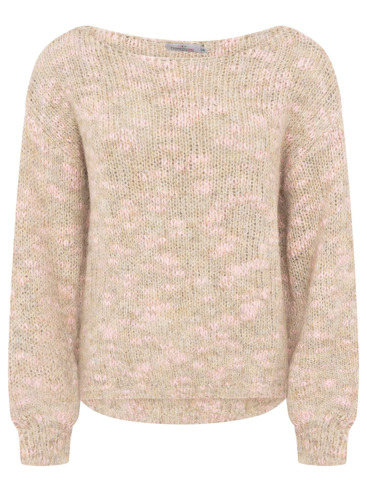Zwillingsherz Oversize Woll-Pullover - Beige/Rosa