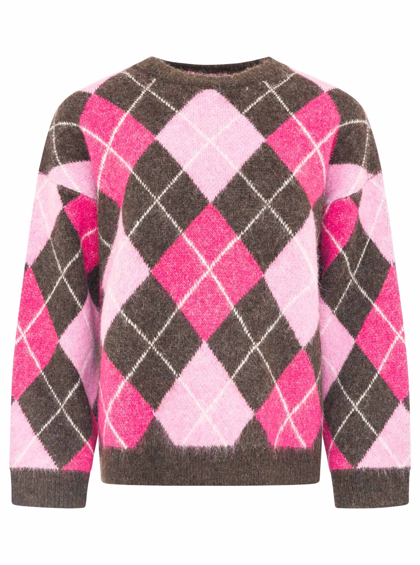 Zwillingsherz Pullover BIG ARGYLE in Braun – Ansicht 2