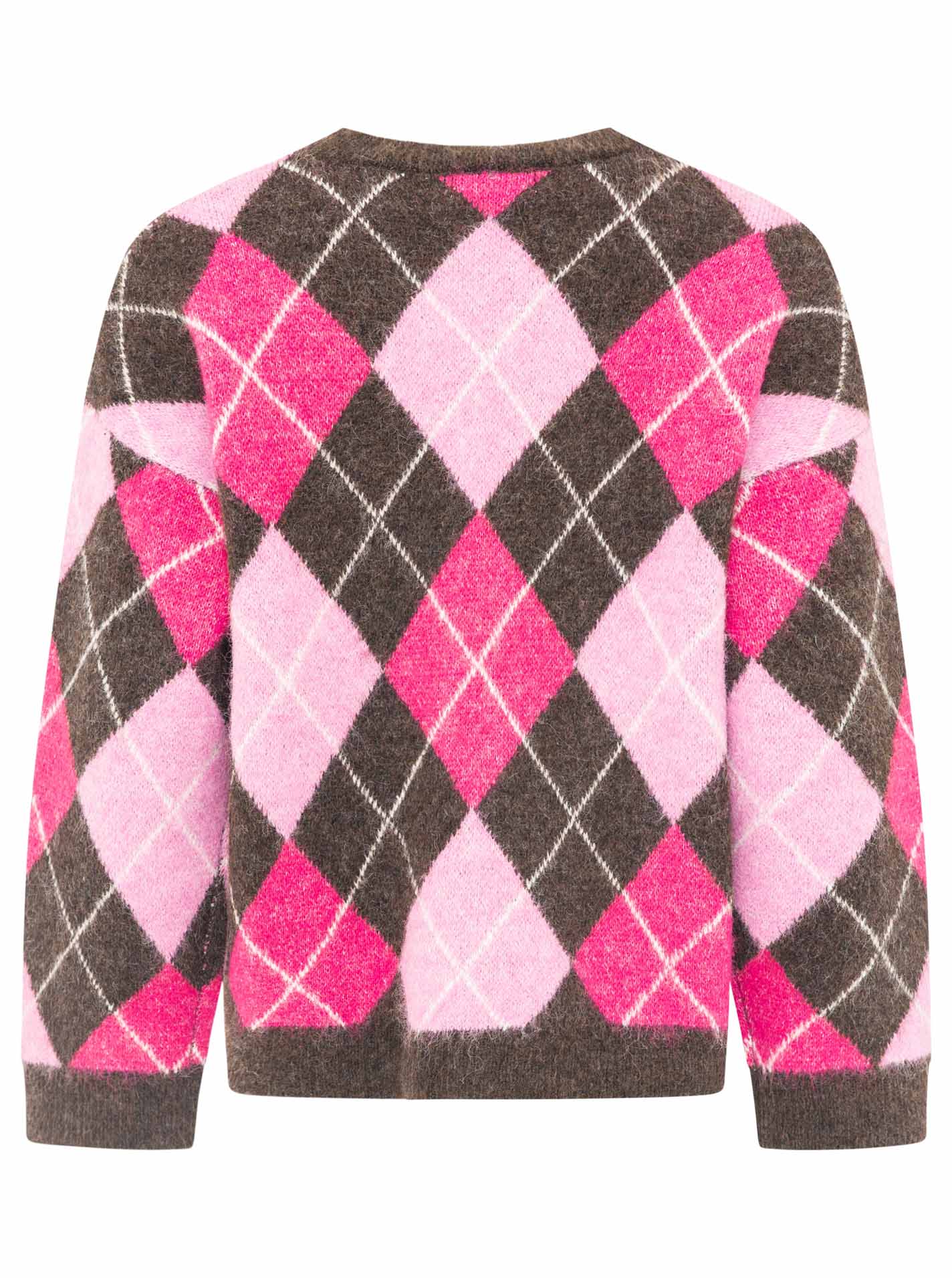 Zwillingsherz Pullover BIG ARGYLE in Braun – Ansicht 4