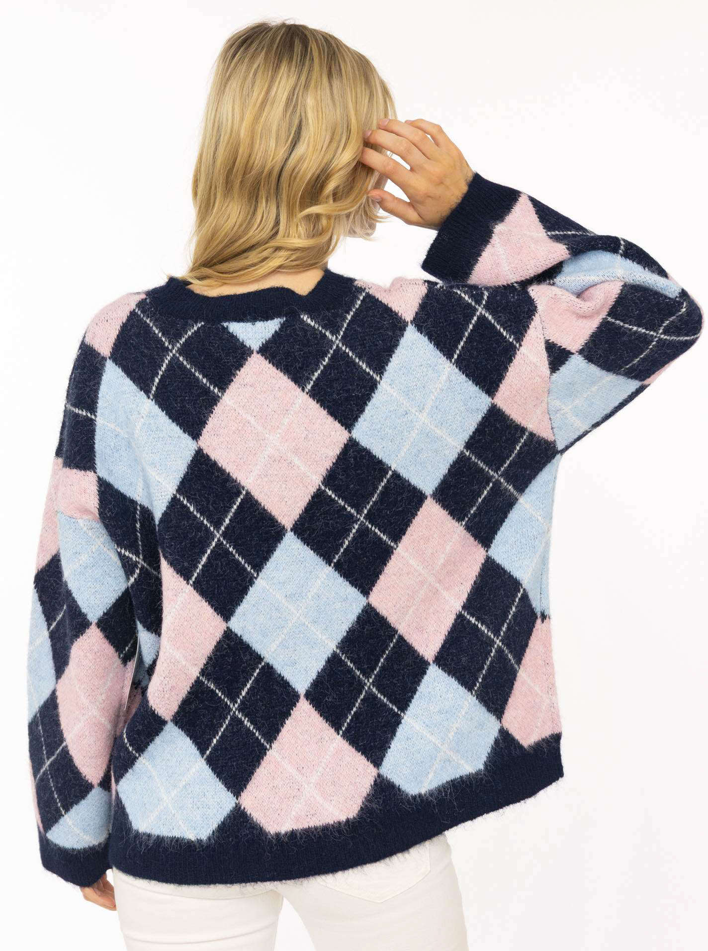 Zwillingsherz Pullover BIG ARGYLE in Marine – Ansicht 3