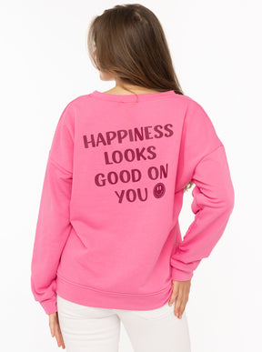 Zwillingsherz Pullover Big Smile in Pink – Detailansicht 1