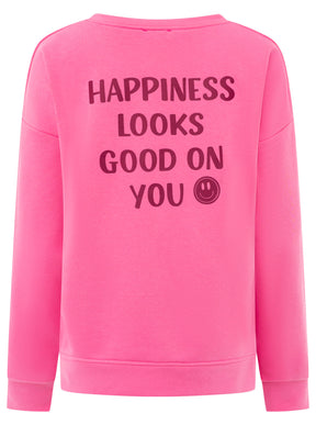 Zwillingsherz Pullover Big Smile in Pink – Rückansicht