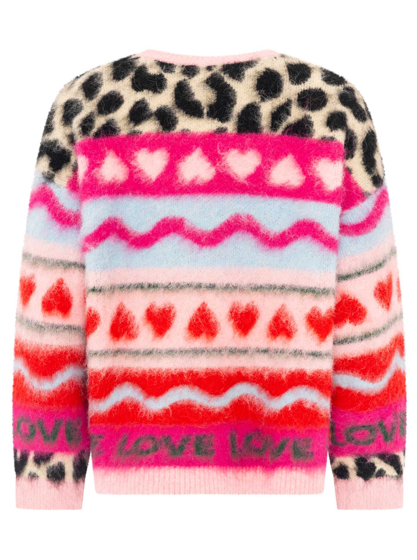Zwillingsherz Pullover LEO LOVE in Rot – Detailansicht
