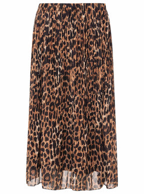 Zwillingsherz Leo Plissee Rock Braun – Eleganter Rock für Damen im Animal Print Stil