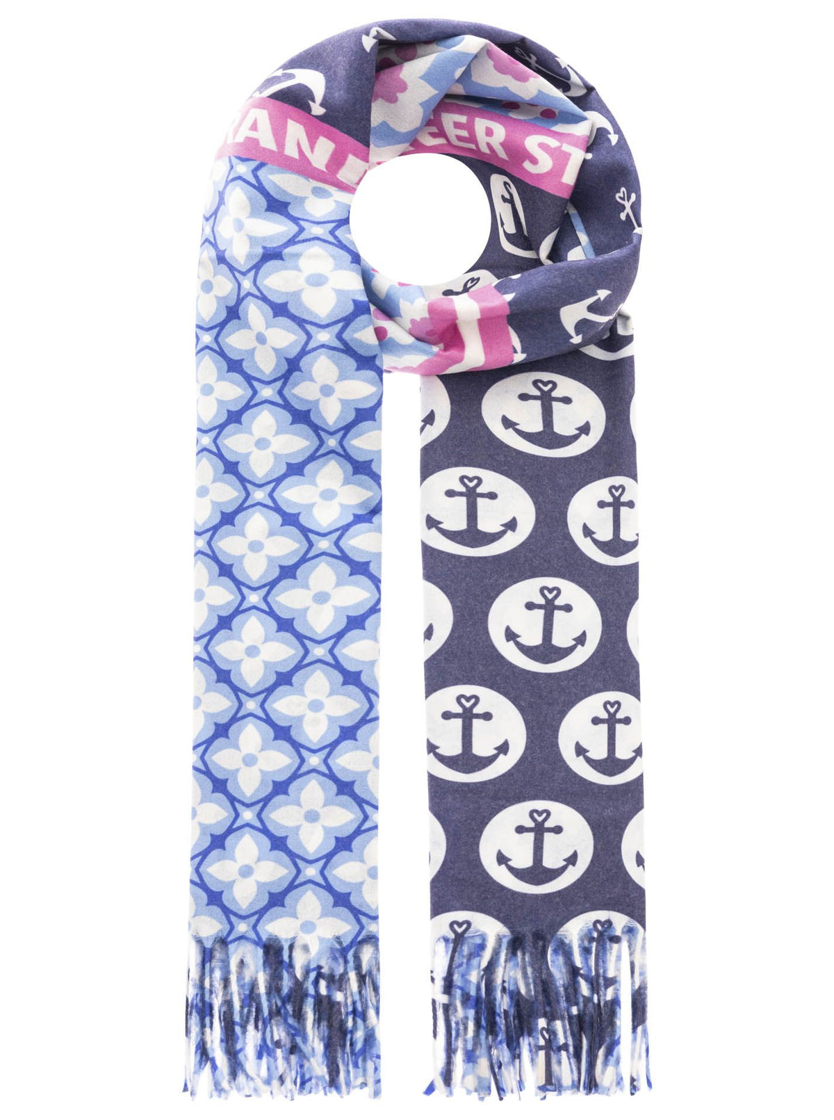 Zwillingsherz - Schal Anker Maritim Wellen - Blau/Pink