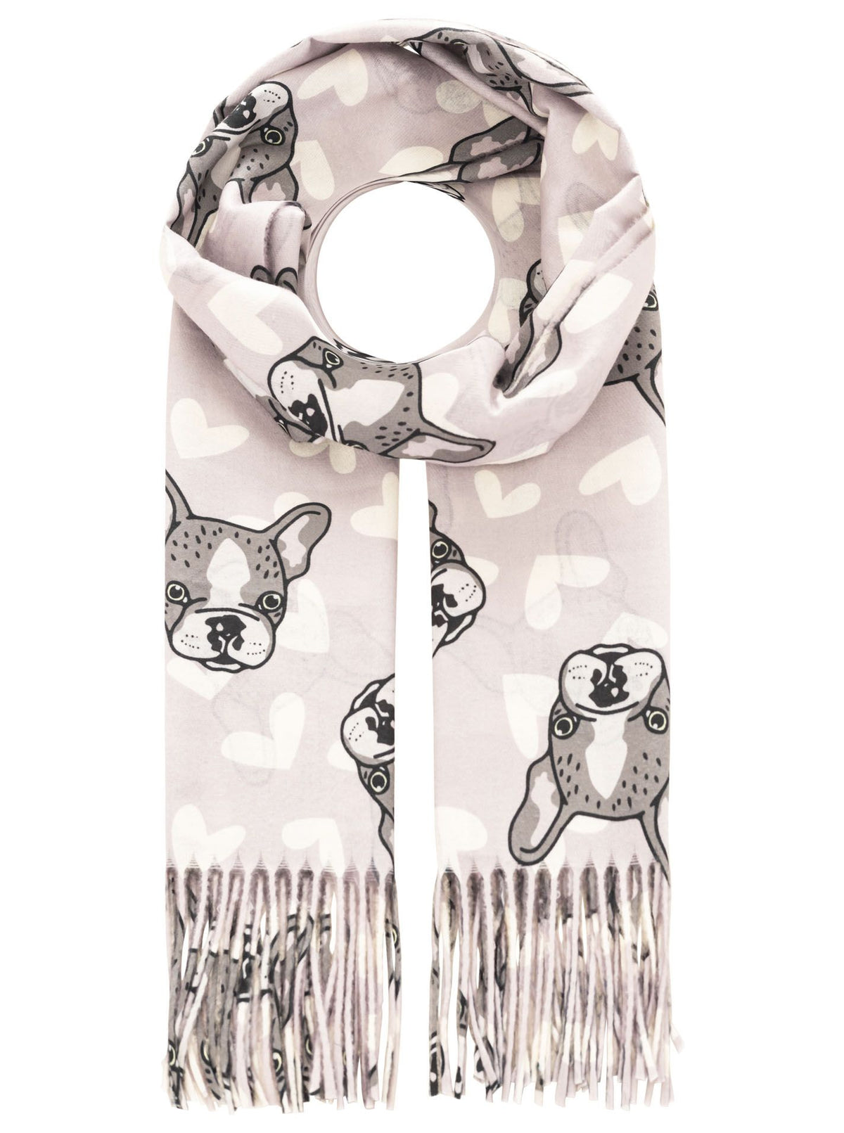 Zwillingsherz Damen Schal Frenchie Love – weicher Schal mit süßem French-Bulldog-Motiv, modisches Accessoire für Hundefans