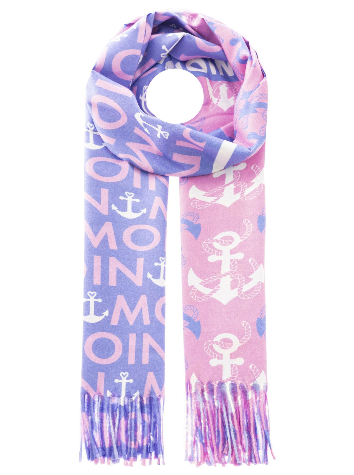 Zwillingsherz - Schal Baumwolle Seide Strandglück - Blau/Pink