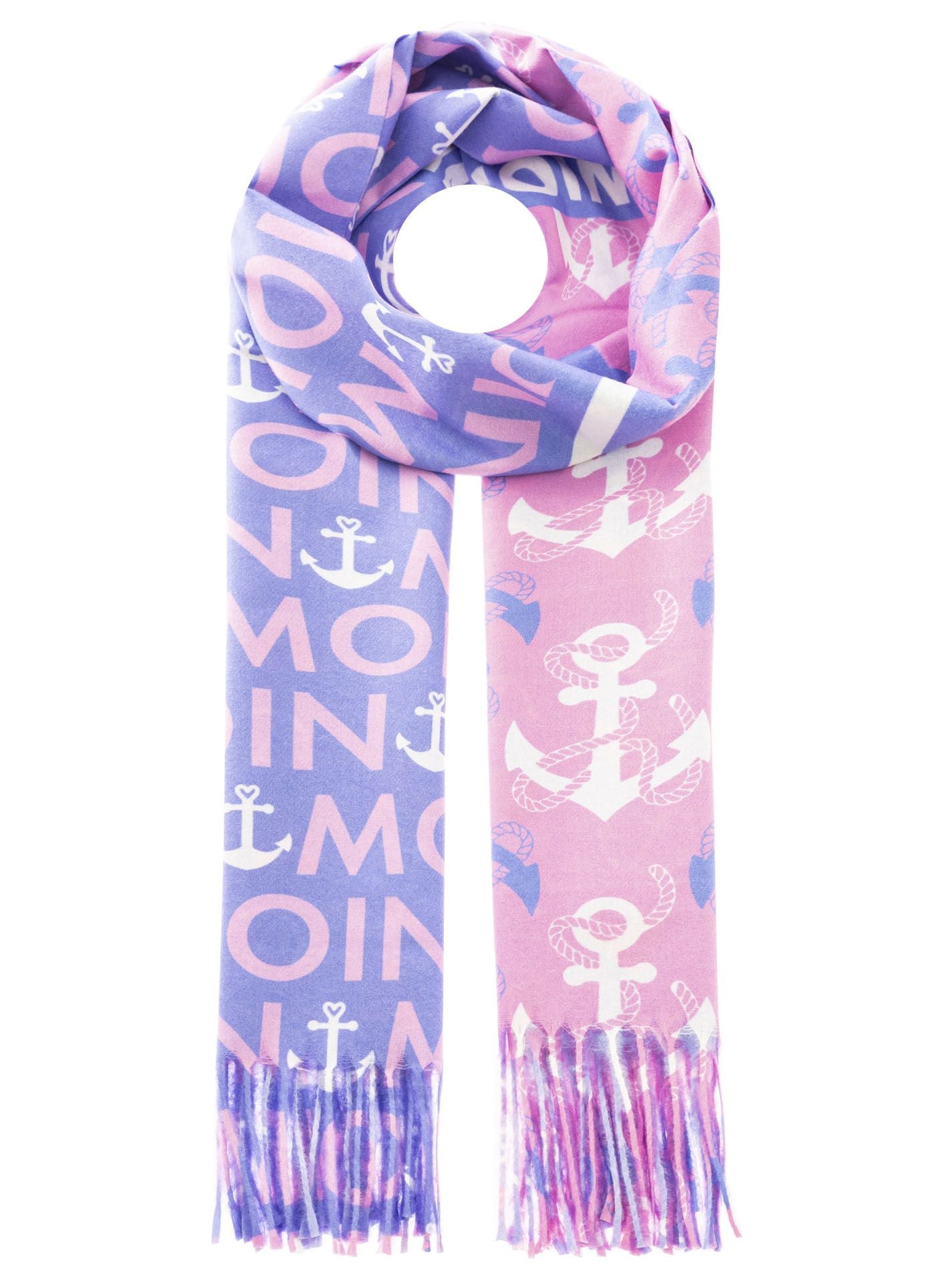 Zwillingsherz - Schal Baumwolle Seide Strandglück - Blau/Pink