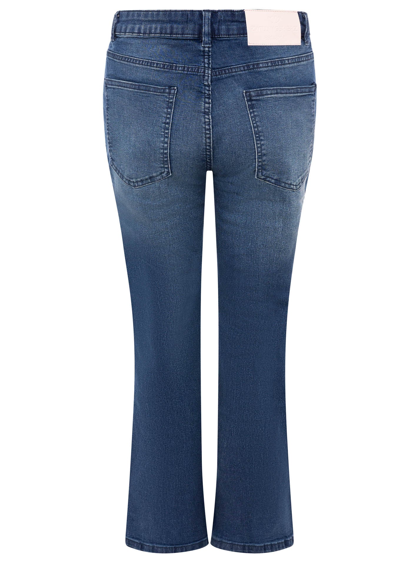 Zwillingsherz Stretch Jeans mit leichtem Flared Mittelblau – Ansicht 4