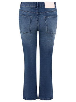 Zwillingsherz Stretch Jeans mit leichtem Flared Mittelblau – Ansicht 4