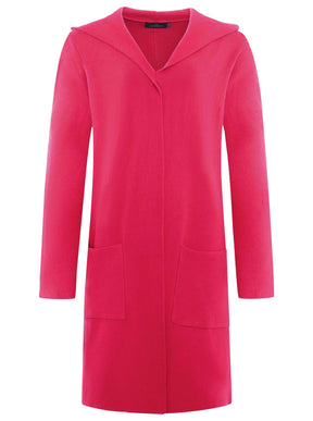 Zwillingsherz Hochwertige Strickjacke mit Kapuze "Janina" - Fuchsia