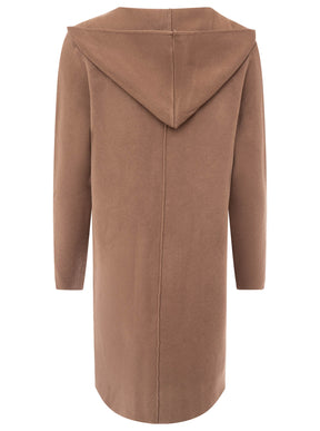 Zwillingsherz Hochwertige Strickjacke mit Kapuze "Janina" - Taupe