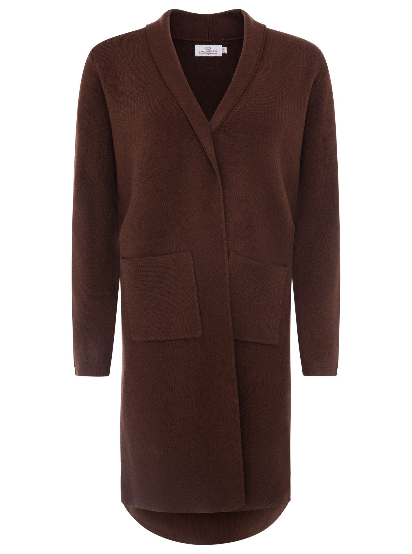 Zwillingsherz Strickjacke Schalkragen "Jessy" - Braun