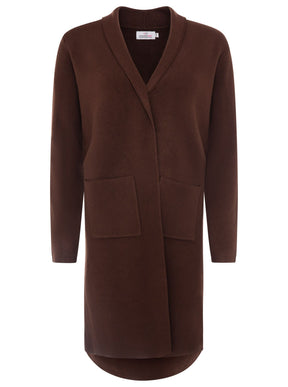Zwillingsherz Strickjacke Schalkragen "Jessy" - Braun