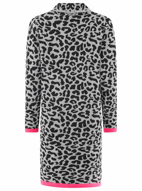 Zwillingsherz Strickjacke Leo/Leopard - Schwarz/Grau/Pink