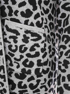 Zwillingsherz Strickjacke Leo/Leopard - Schwarz/Grau/Pink