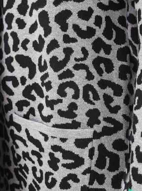 Zwillingsherz Strickjacke mit Kapuze Leo/Leopard - Schwarz/Grau/Grün