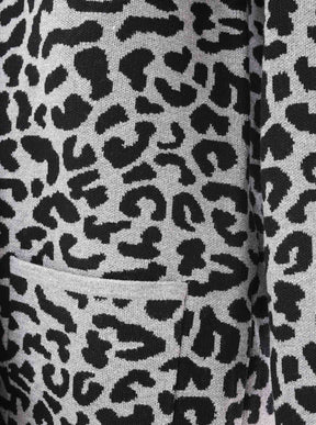 Zwillingsherz Strickjacke mit Kapuze Leo/Leopard - Schwarz/Grau/Pink