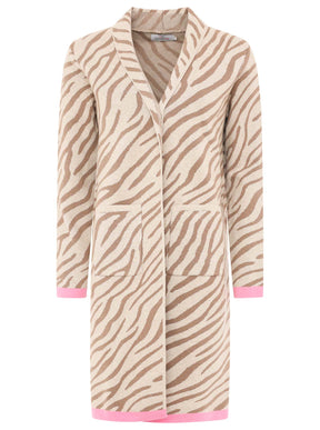Zwillingsherz Strickjacke Zebra - Beige/Pink