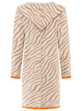 Zwillingsherz Strickjacke mit Kapuze Zebra - Beige/Orange