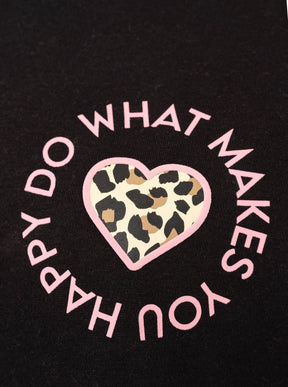 Zwillingsherz Sweatshirt Happy Leo Lettering in Schwarz – Detailansicht 2