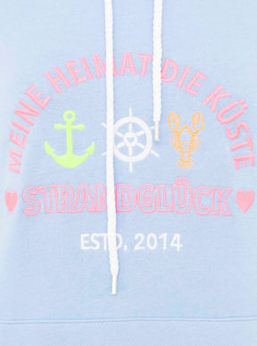 Zwillingsherz - Hoodie "Strandglück Meine Heimat Küste" - Hellblau