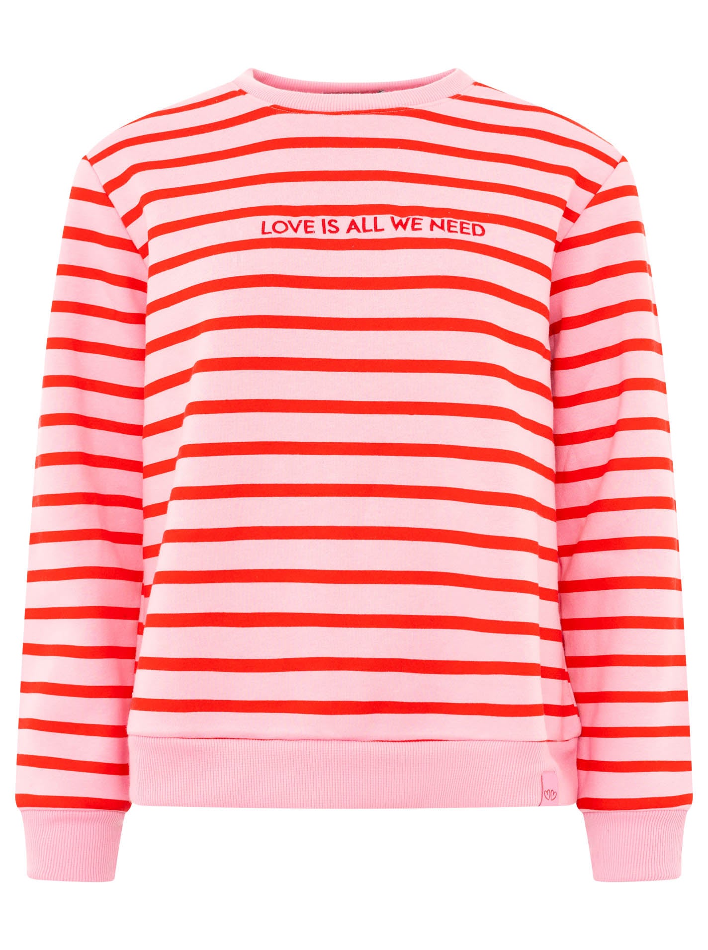 Zwillingsherz Sweatshirt Love is all we need in Rosa – Hauptansicht