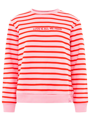 Zwillingsherz Sweatshirt Love is all we need in Rosa – Hauptansicht