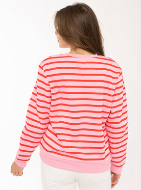 Zwillingsherz Sweatshirt Love is all we need in Rosa – Detailansicht 1