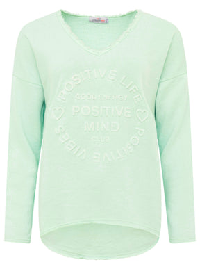 Zwillingsherz -  Sweatshirt "Positive Mind" - Mintgrün