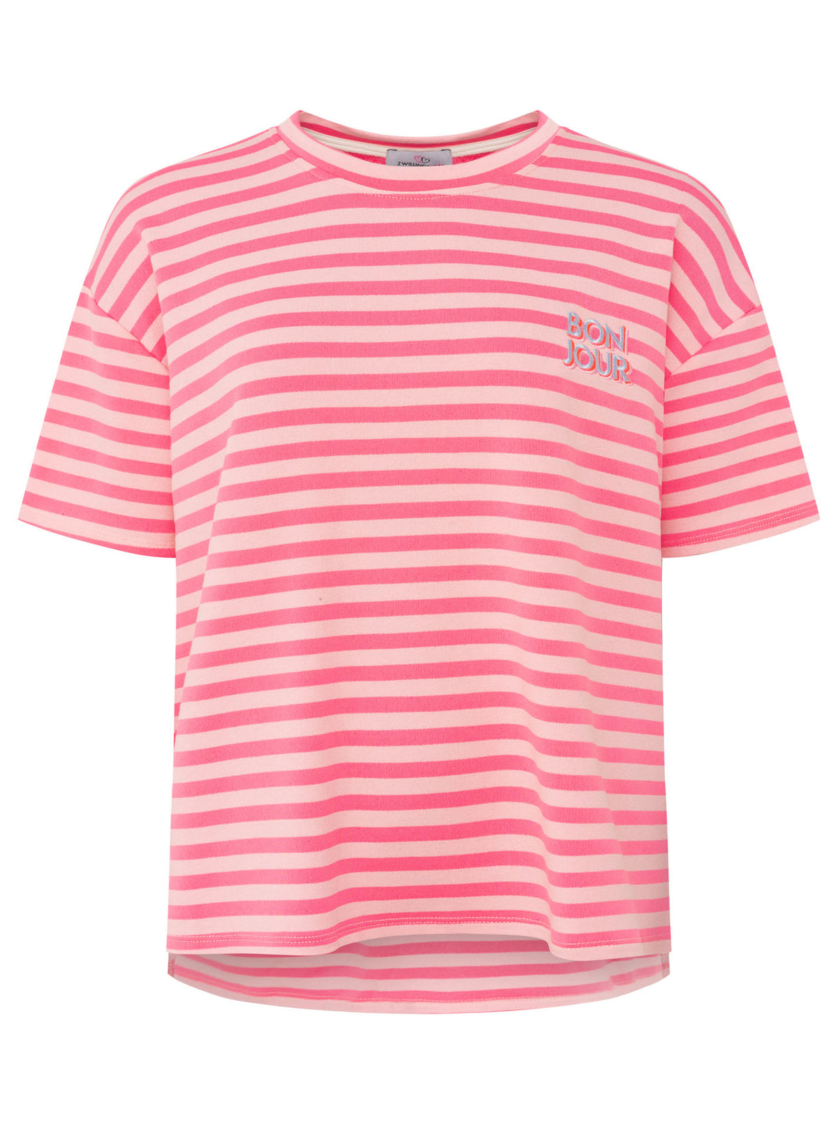 Zwillingsherz - Sweat T-Shirt "Bonjour" - Pink