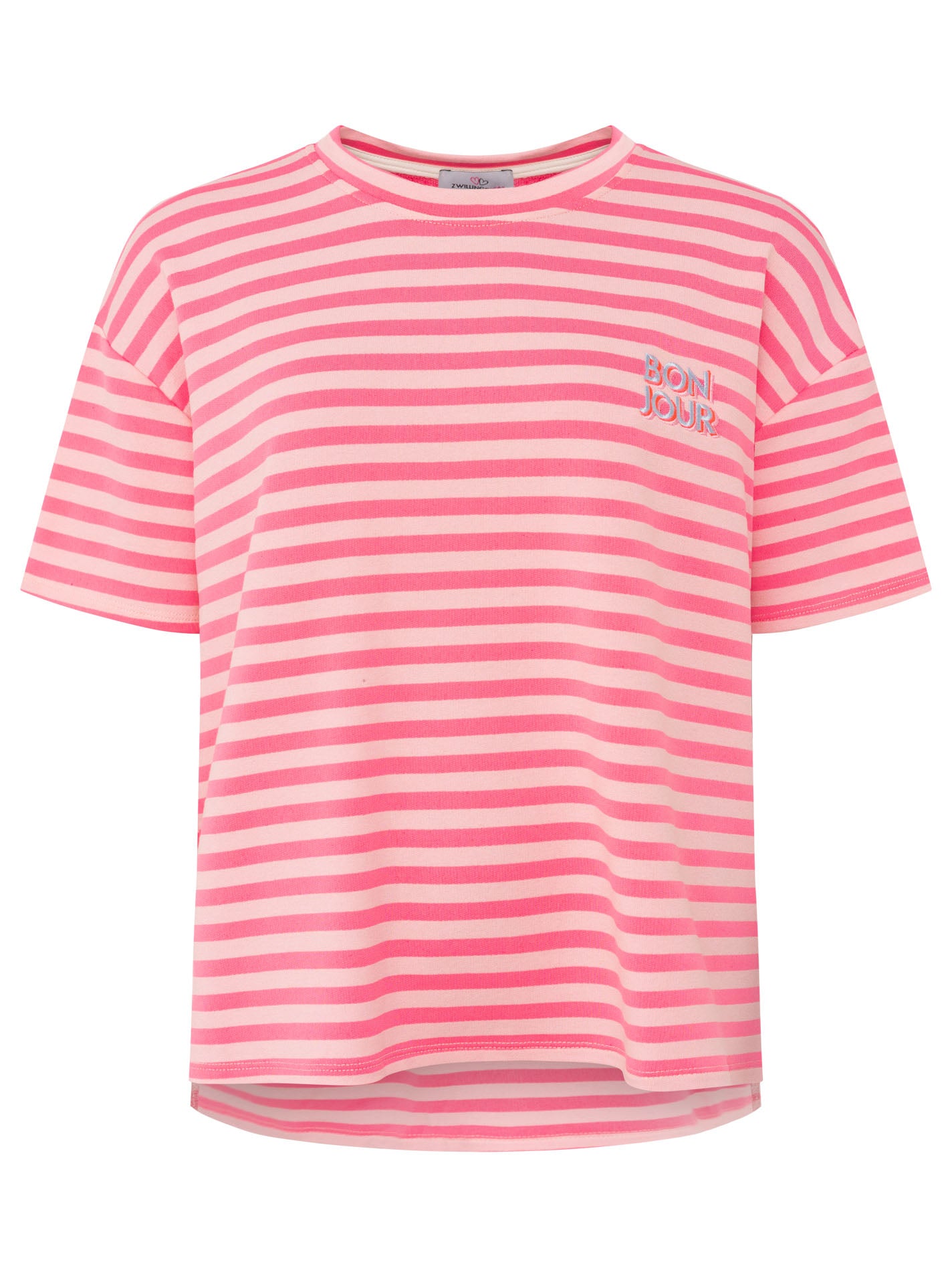 Zwillingsherz - Sweat T-Shirt "Bonjour" - Pink
