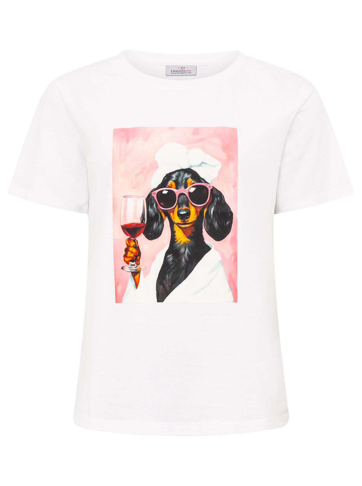 Zwillingsherz - T-Shirt Wellness Dackel - Weiß/Pink