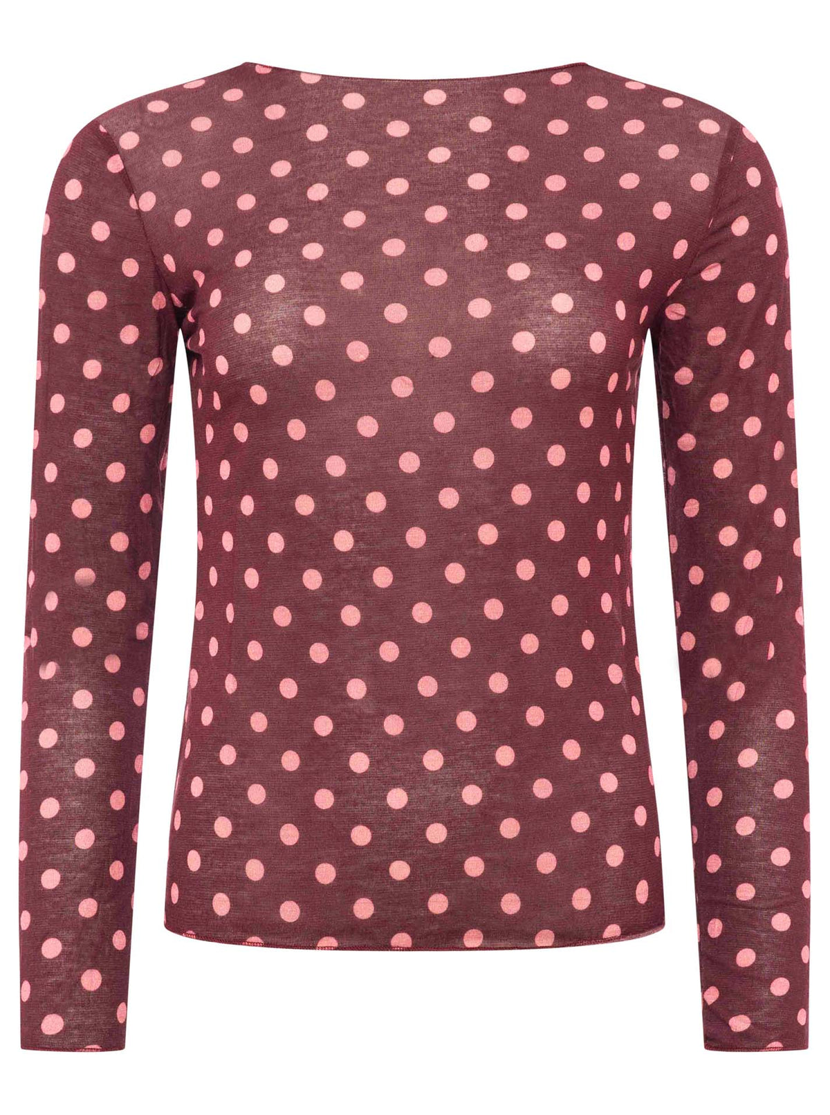 Zwillingsherz Langarm Unterziehshirt Cashmere Mix Punkte Bordeaux – Ansicht 1