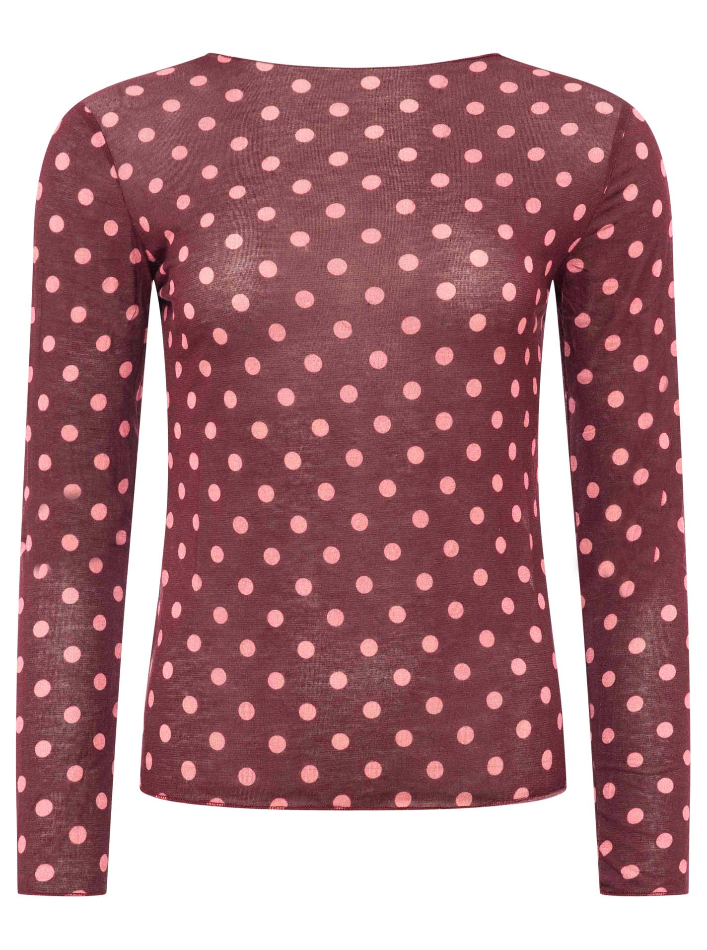 Zwillingsherz Langarm Unterziehshirt Cashmere Mix Punkte Bordeaux – Ansicht 1