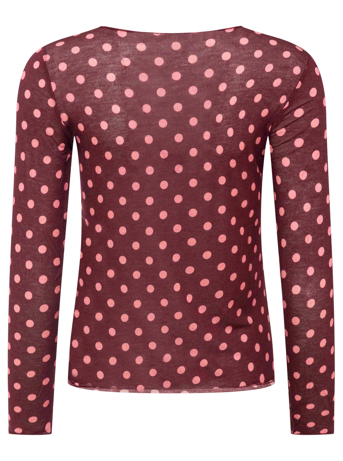 Zwillingsherz Langarm Unterziehshirt Cashmere Mix Punkte Bordeaux – Ansicht 2