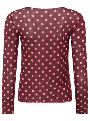 Zwillingsherz Langarm Unterziehshirt Cashmere Mix Punkte Bordeaux – Ansicht 2