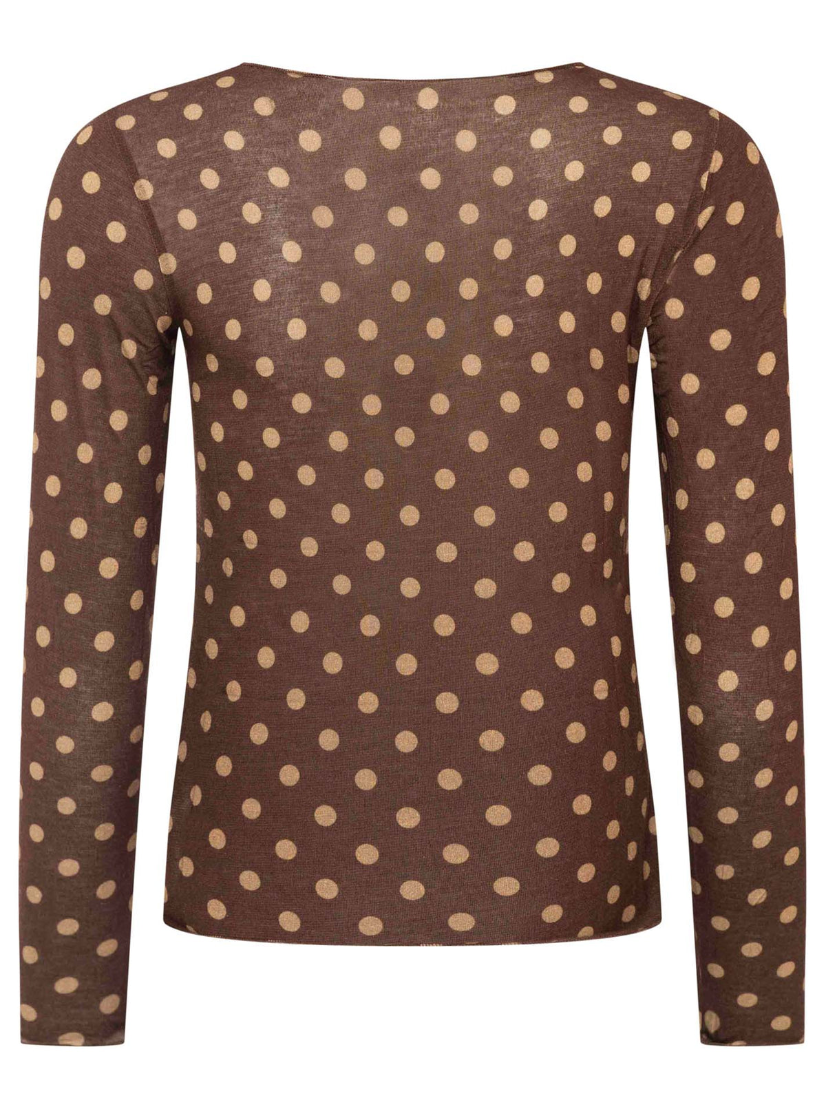 Zwillingsherz Langarm Unterziehshirt Cashmere Mix Punkte Braun – Ansicht 2