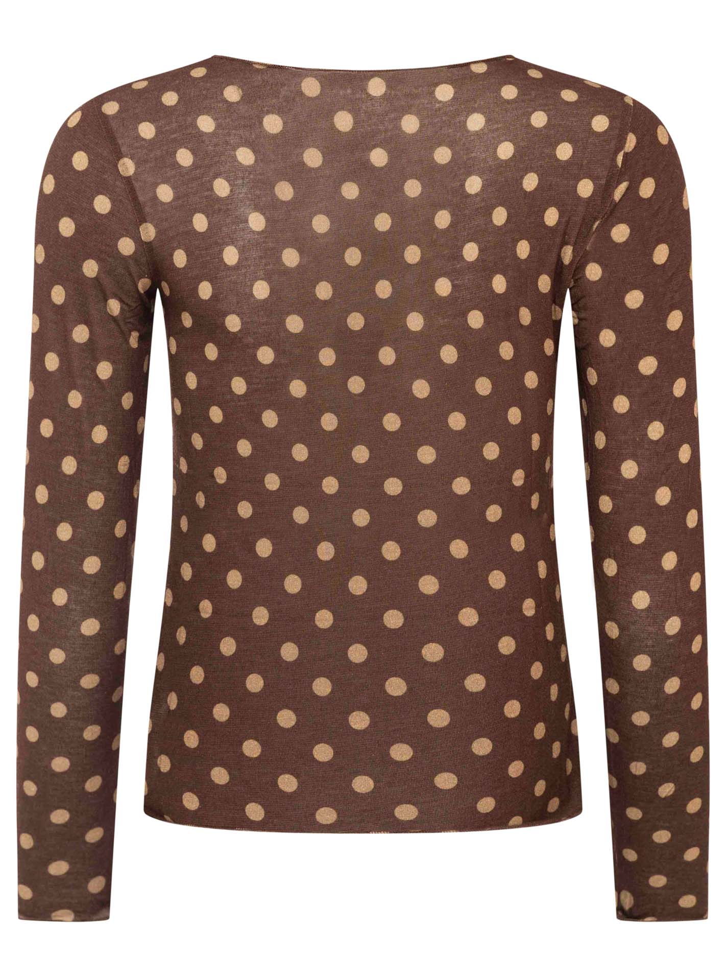 Zwillingsherz Langarm Unterziehshirt Cashmere Mix Punkte Braun – Ansicht 2