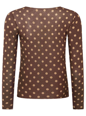 Zwillingsherz Langarm Unterziehshirt Cashmere Mix Punkte Braun – Ansicht 2