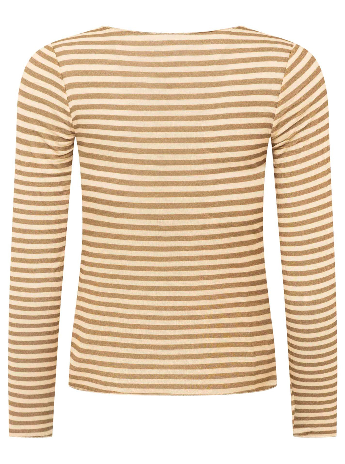 Zwillingsherz Langarm Unterziehshirt Cashmere Mix Streifen Beige – Ansicht 2