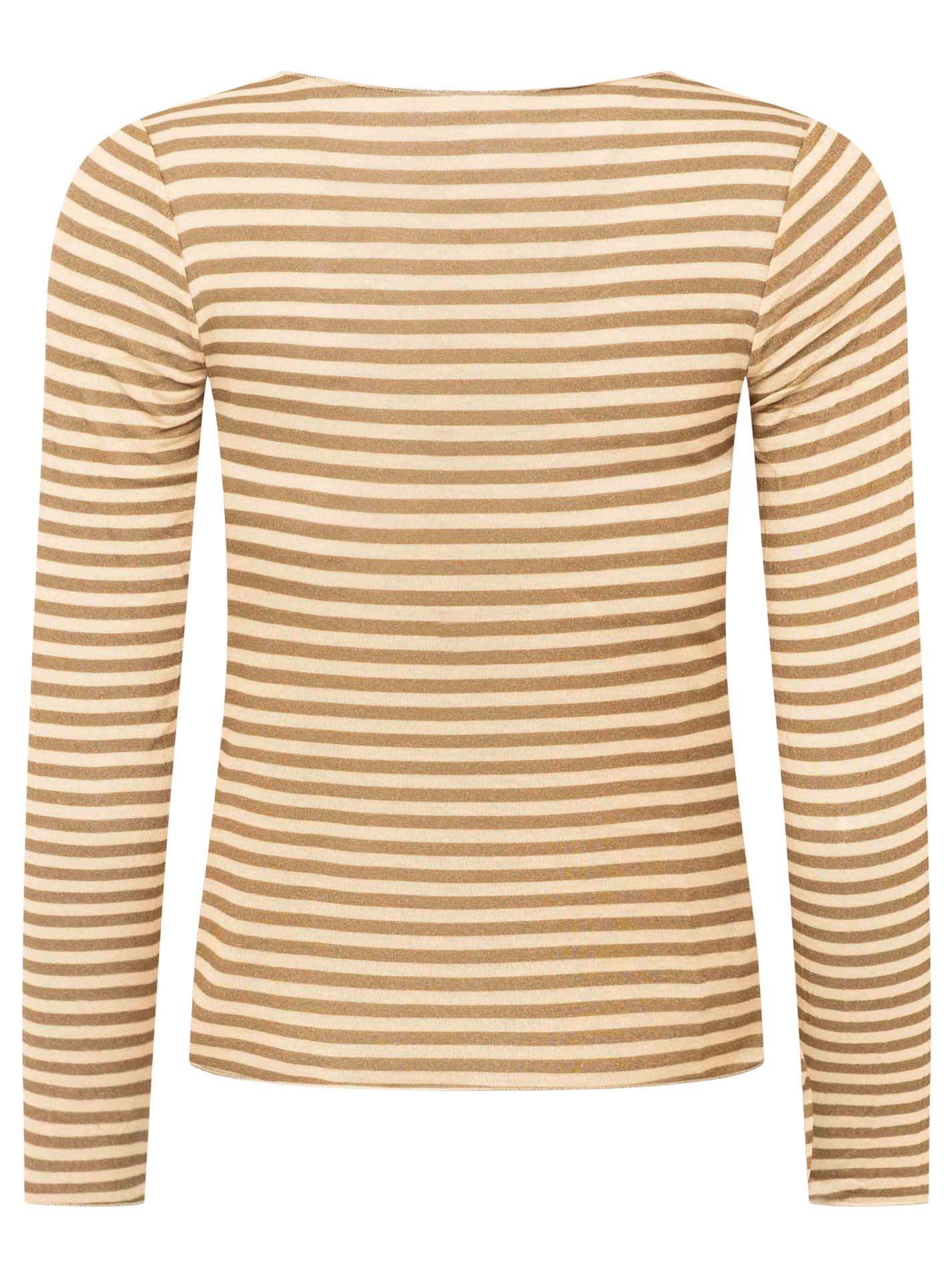 Zwillingsherz Langarm Unterziehshirt Cashmere Mix Streifen Beige – Ansicht 2