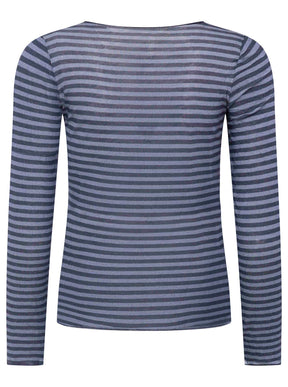Zwillingsherz Langarm Unterziehshirt Cashmere Mix Streifen Blau – Ansicht 1