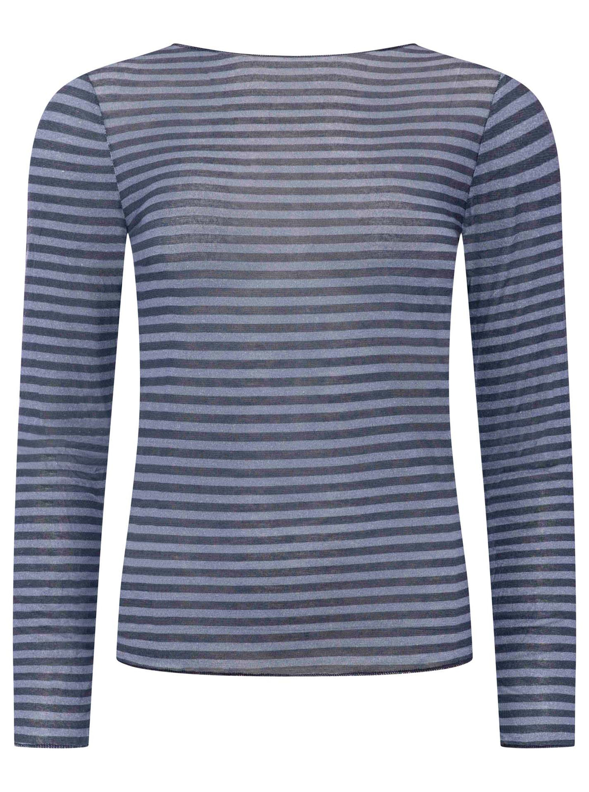 Zwillingsherz Langarm Unterziehshirt Cashmere Mix Streifen Blau – Ansicht 2