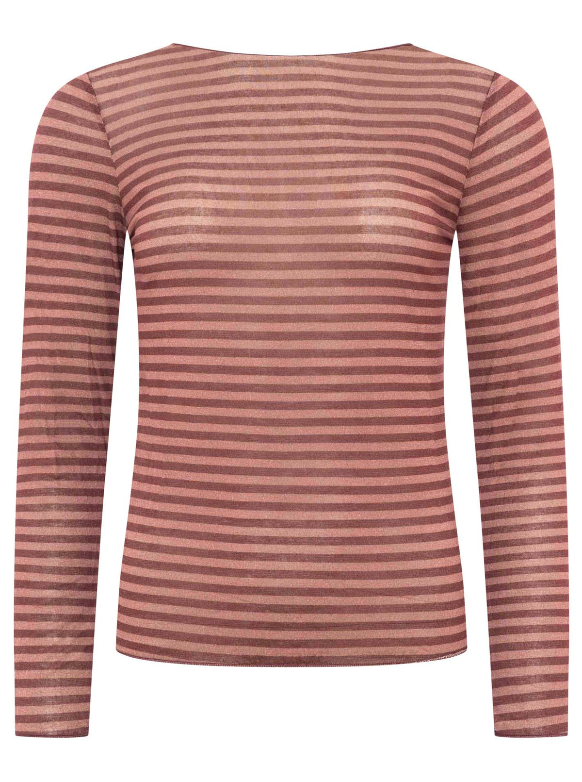 Zwillingsherz Langarm Unterziehshirt Cashmere Mix Streifen Braun – Ansicht 2