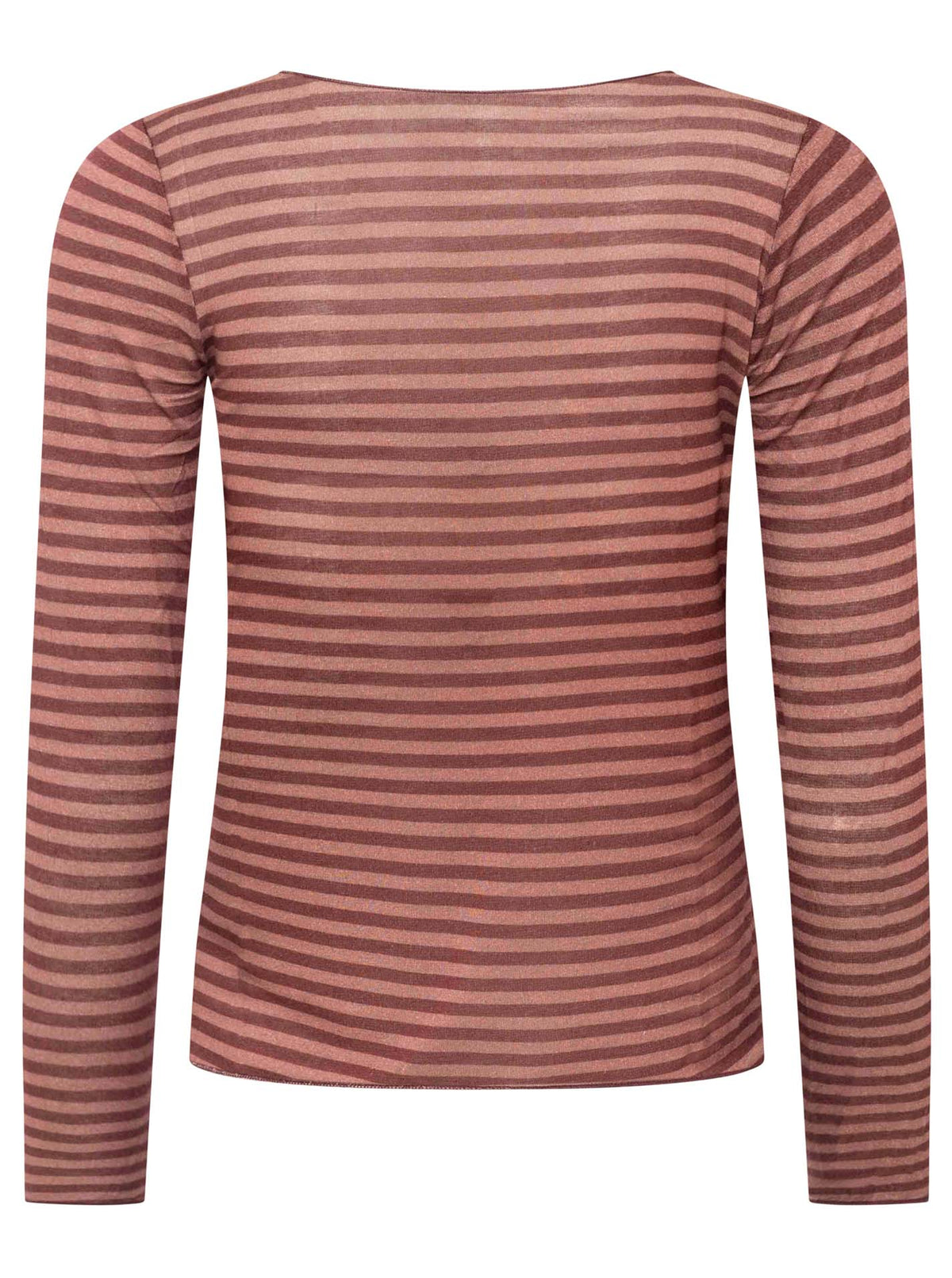 Zwillingsherz Langarm Unterziehshirt Cashmere Mix Streifen Braun – Ansicht 3