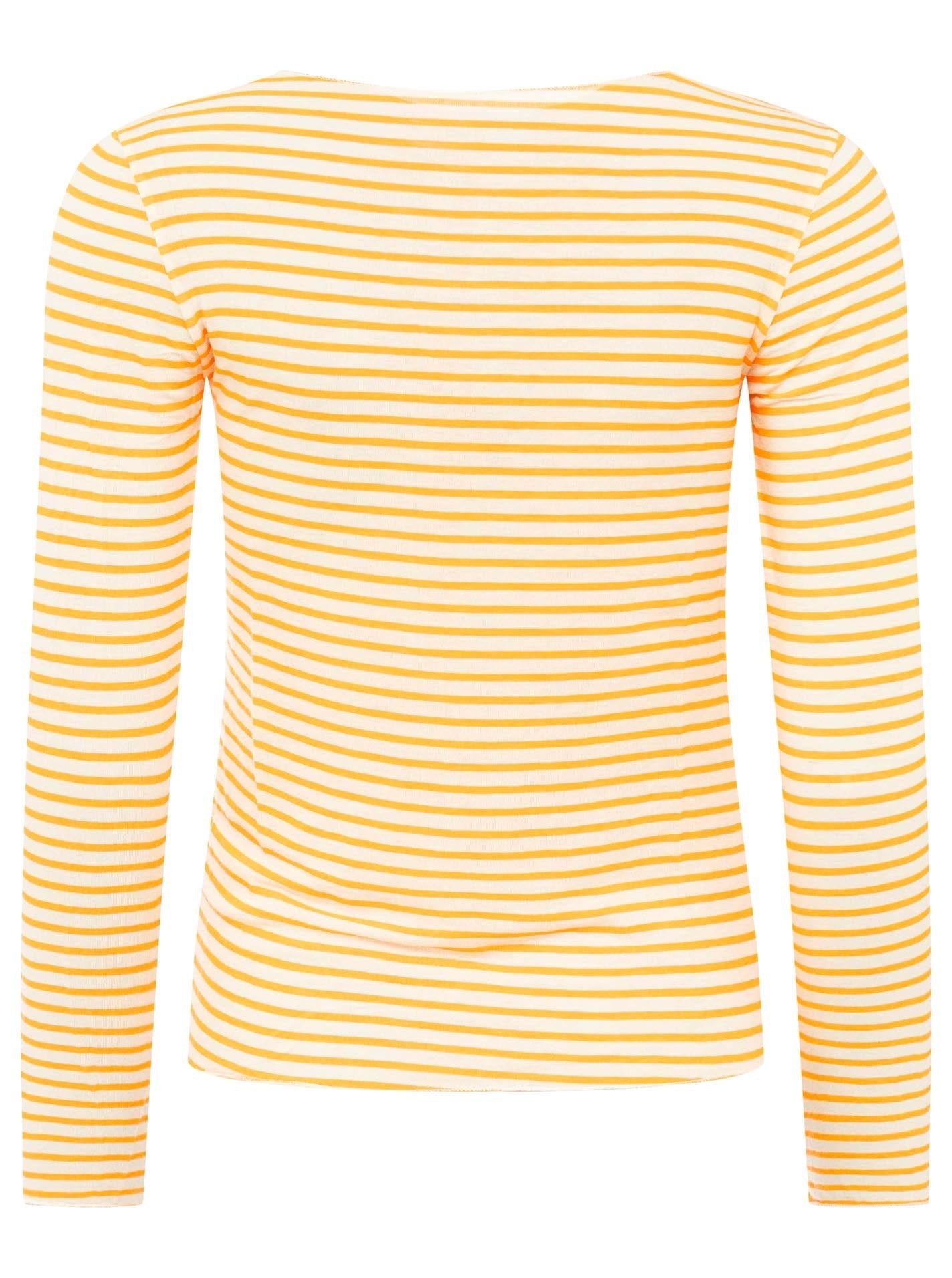 Zwillingsherz Langarm Unterziehshirt Cashmere Mix Streifen Orange – Ansicht 1