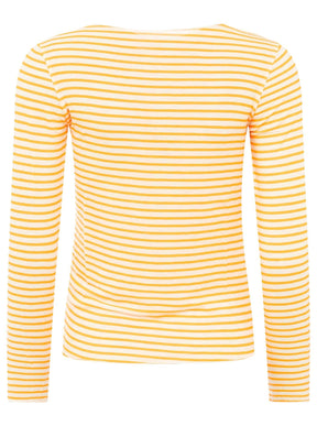 Zwillingsherz Langarm Unterziehshirt Cashmere Mix Streifen Orange – Ansicht 1